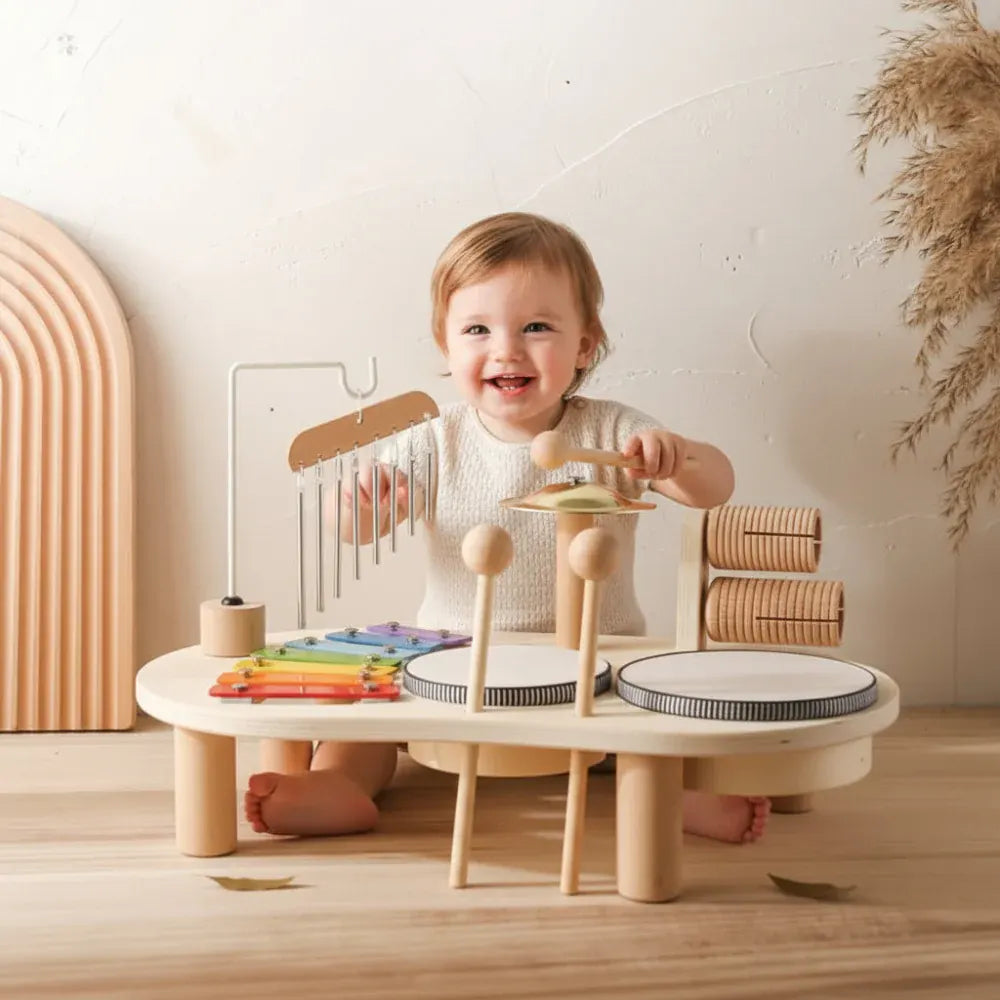 Wooden Multi-Instrument Musical Activity Learning Table for Kids