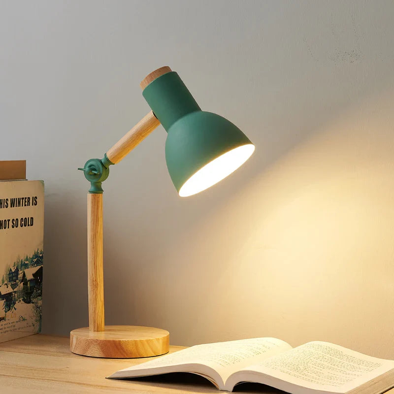 Wooden Nordic Desk Lamp with Adjustable Modern Table Light Design