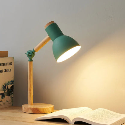 Wooden Nordic Desk Lamp with Adjustable Modern Table Light Design