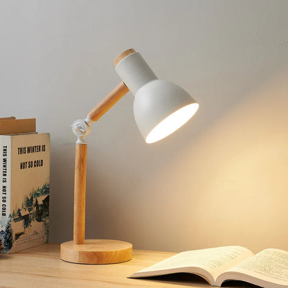 Wooden Nordic Desk Lamp with Adjustable Modern Table Light Design