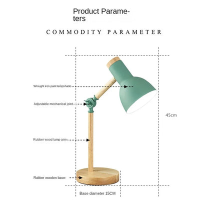 Wooden Nordic Desk Lamp with Adjustable Modern Table Light Design