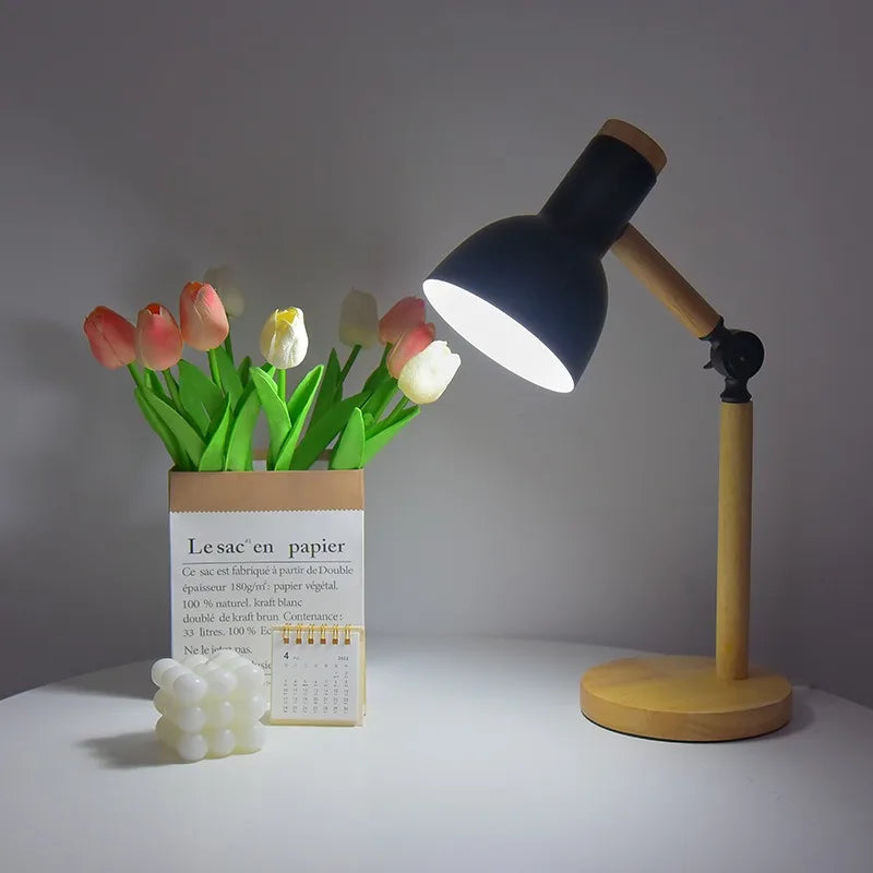 Wooden Nordic Desk Lamp with Adjustable Modern Table Light Design