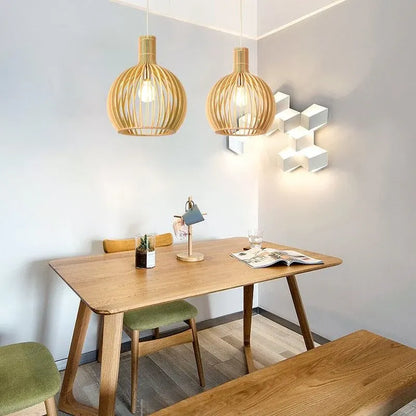 Wooden Pendant Light with Handcrafted Scandinavian Design