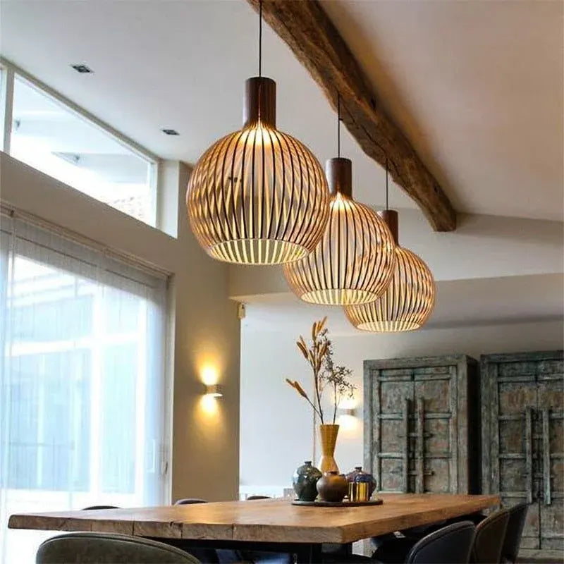 Wooden Pendant Light with Handcrafted Scandinavian Design