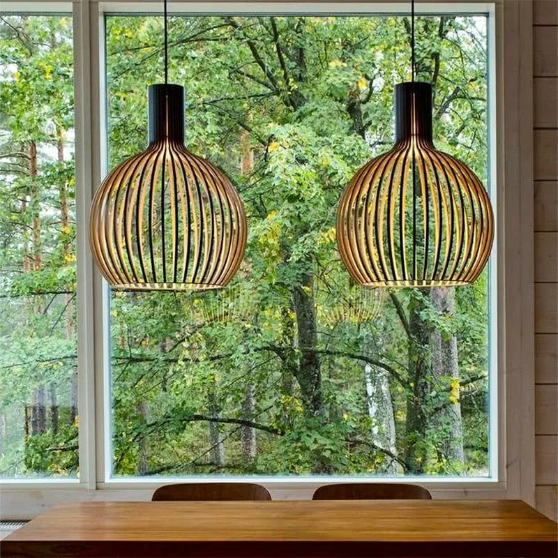 Wooden Pendant Light with Handcrafted Scandinavian Design