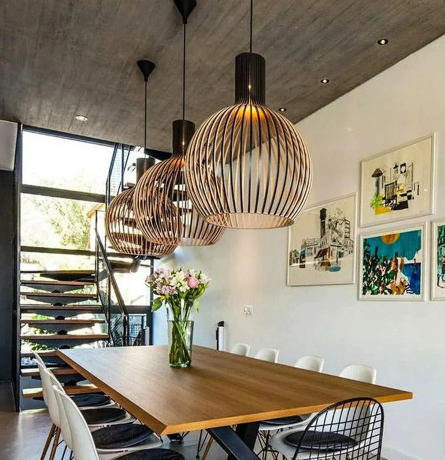 Wooden Pendant Light with Handcrafted Scandinavian Design