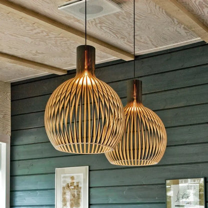Wooden Pendant Light with Handcrafted Scandinavian Design