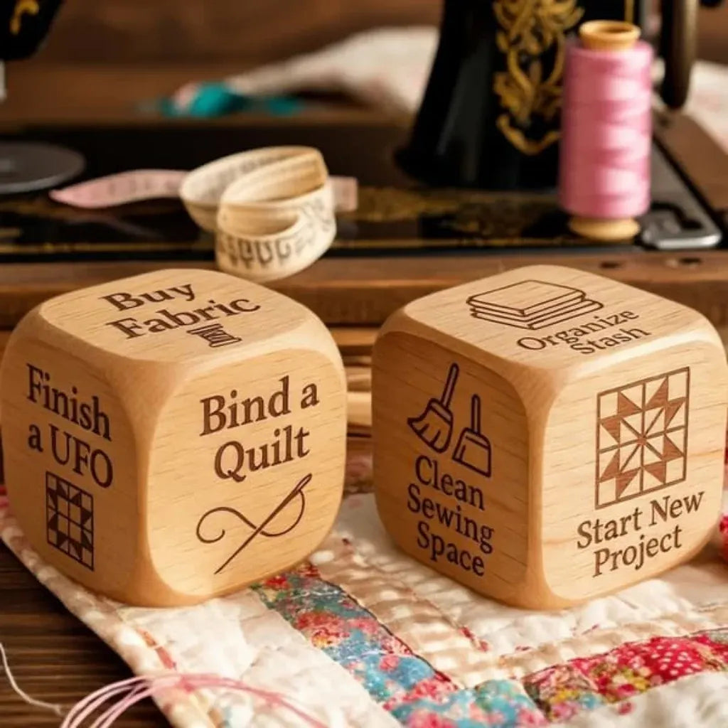 Wooden Quilting Idea Dice Set for Creative Sewing Projects