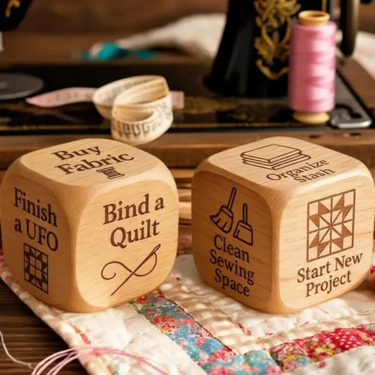 Wooden Quilting Idea Dice Set for Creative Sewing Projects