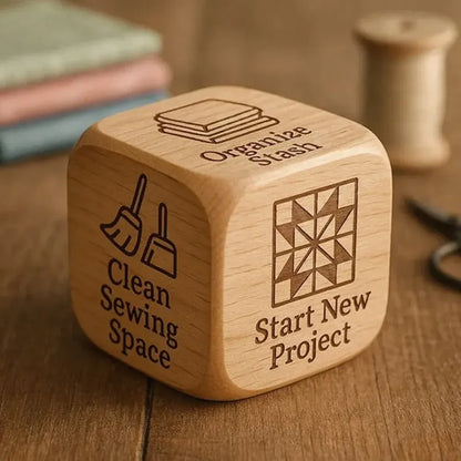 Wooden Quilting Idea Dice Set for Creative Sewing Projects