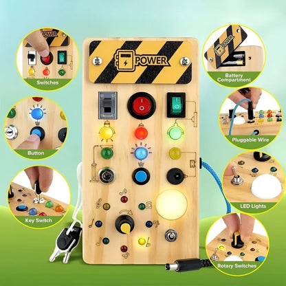 Wooden Sensory Learning Panel for Toddlers - Busy Board Activity Toy