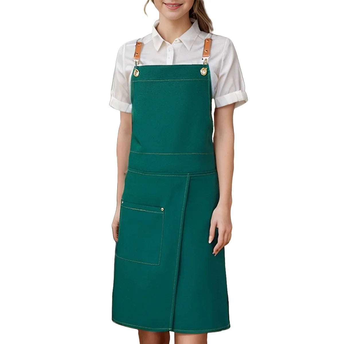 WorkEase Waterproof Canvas Apron with Pockets and Split Skirt Design