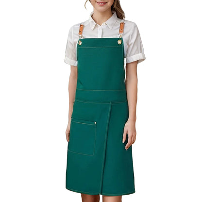 WorkEase Waterproof Canvas Apron with Pockets and Split Skirt Design