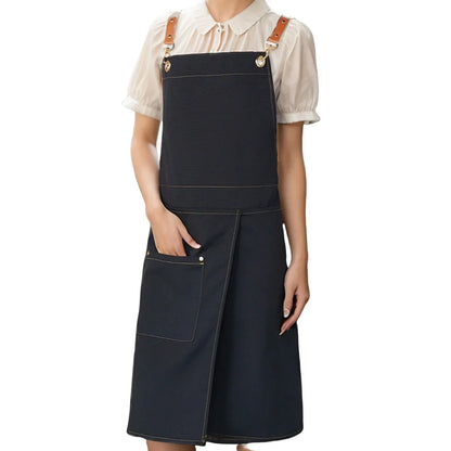 WorkEase Waterproof Canvas Apron with Pockets and Split Skirt Design