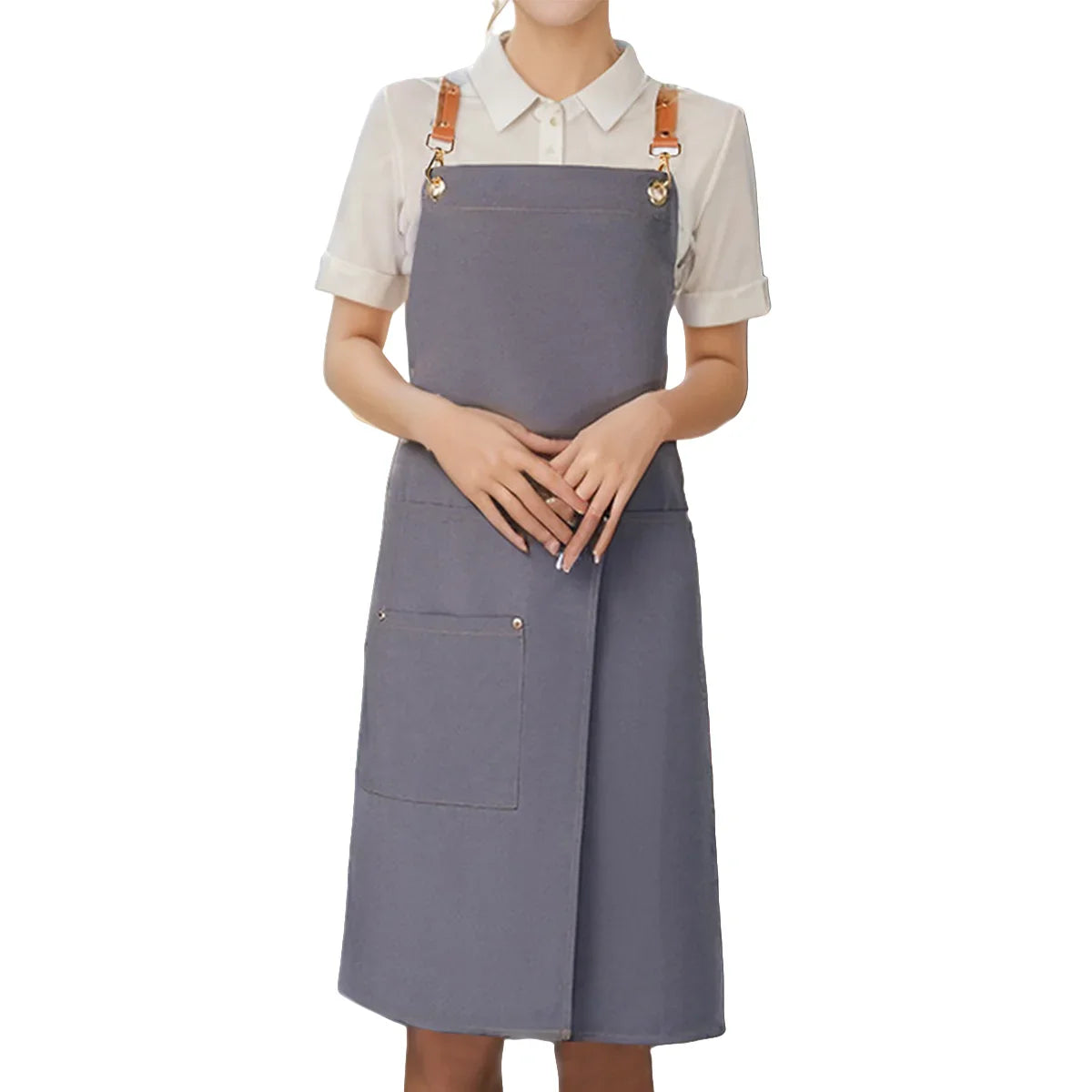 WorkEase Waterproof Canvas Apron with Pockets and Split Skirt Design