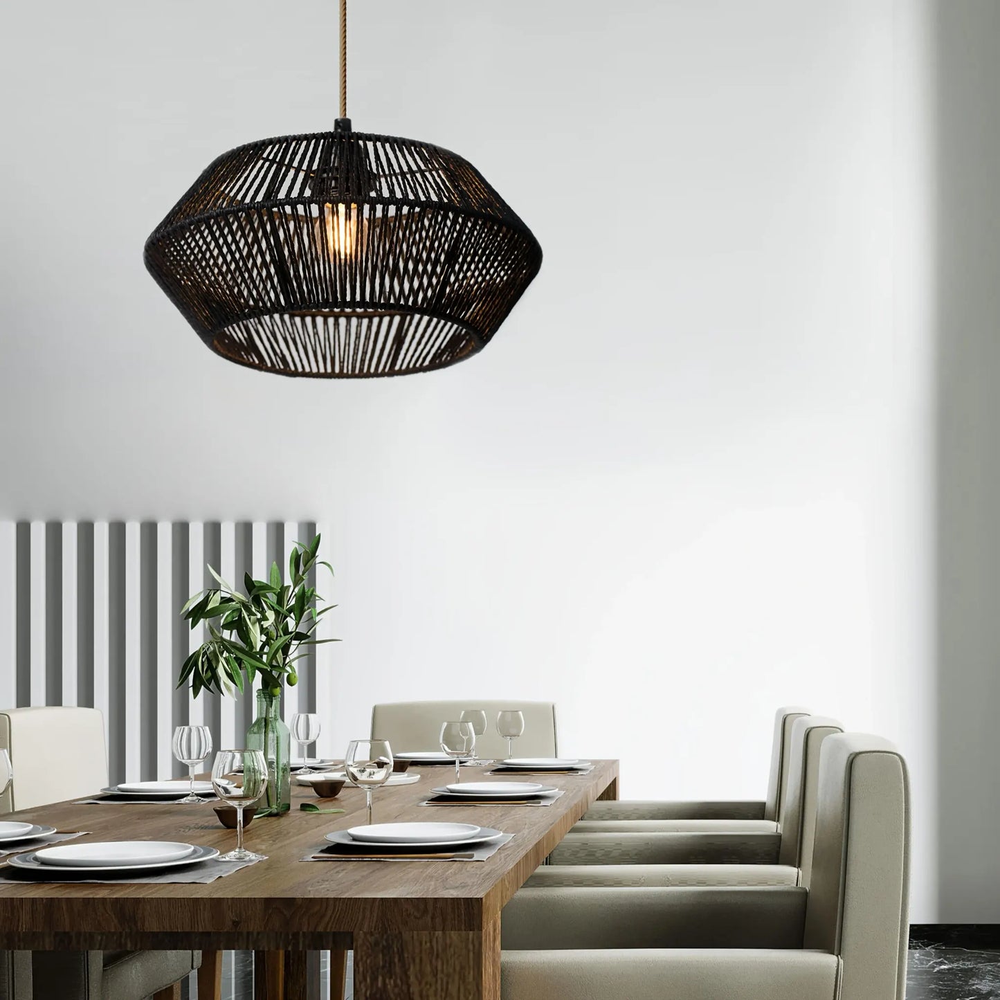 Woven Paper Rope Pendant Lamp Shade | Modern Natural Design