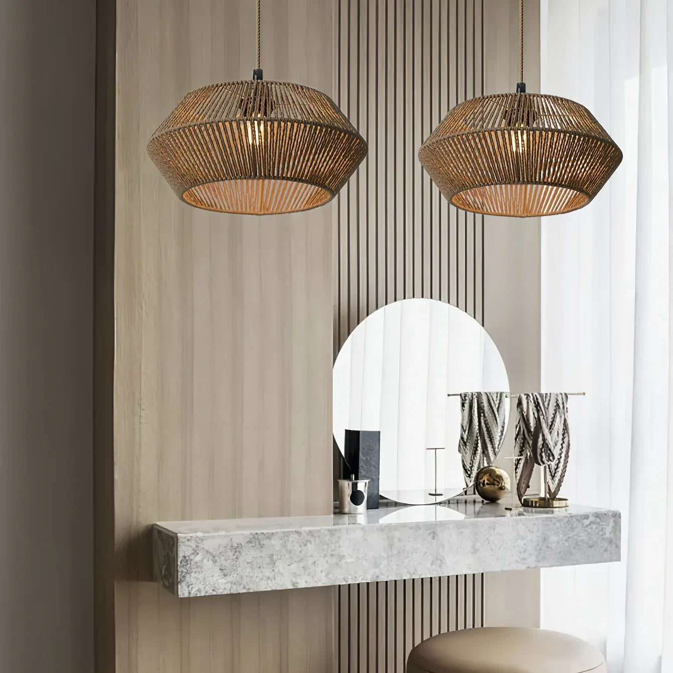 Woven Paper Rope Pendant Lamp Shade | Modern Natural Design