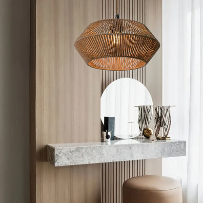 Woven Paper Rope Pendant Lamp Shade | Modern Natural Design