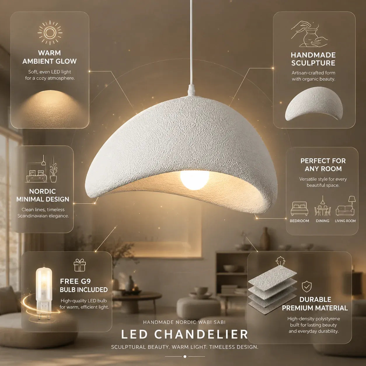Zenith Glow Modern LED Chandelier – Nordic-Inspired Handcrafted Design