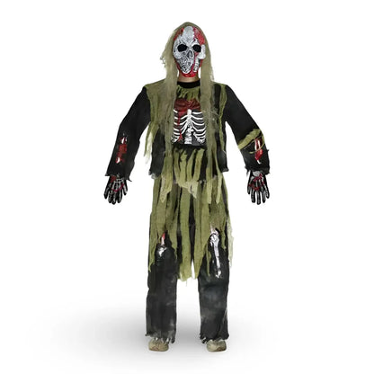 Zombie Skeleton Mask & Outfit Halloween Costume Set